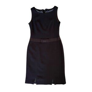 $1200 VTG Rena Lange 40 10 Wool Sheath Dress Brown Sleeveless Classic A Line